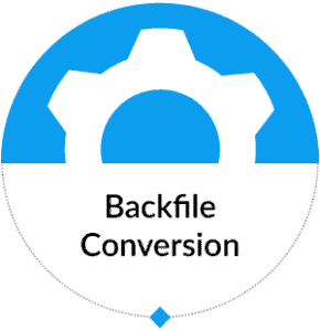 Document Management Services Backfile Conversion blue half gear