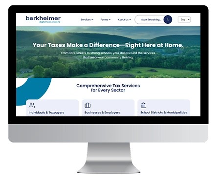 Computer screen with Berkheimer website